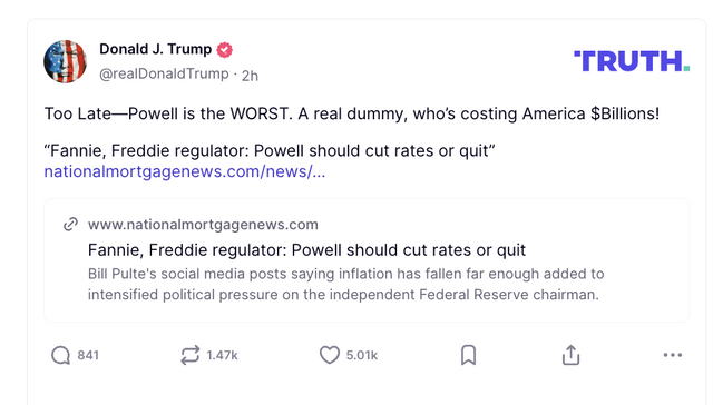 Donald Trump, FED Başkanı Powell'a hakaret etti: Gerçek bir aptal - Resim: 0